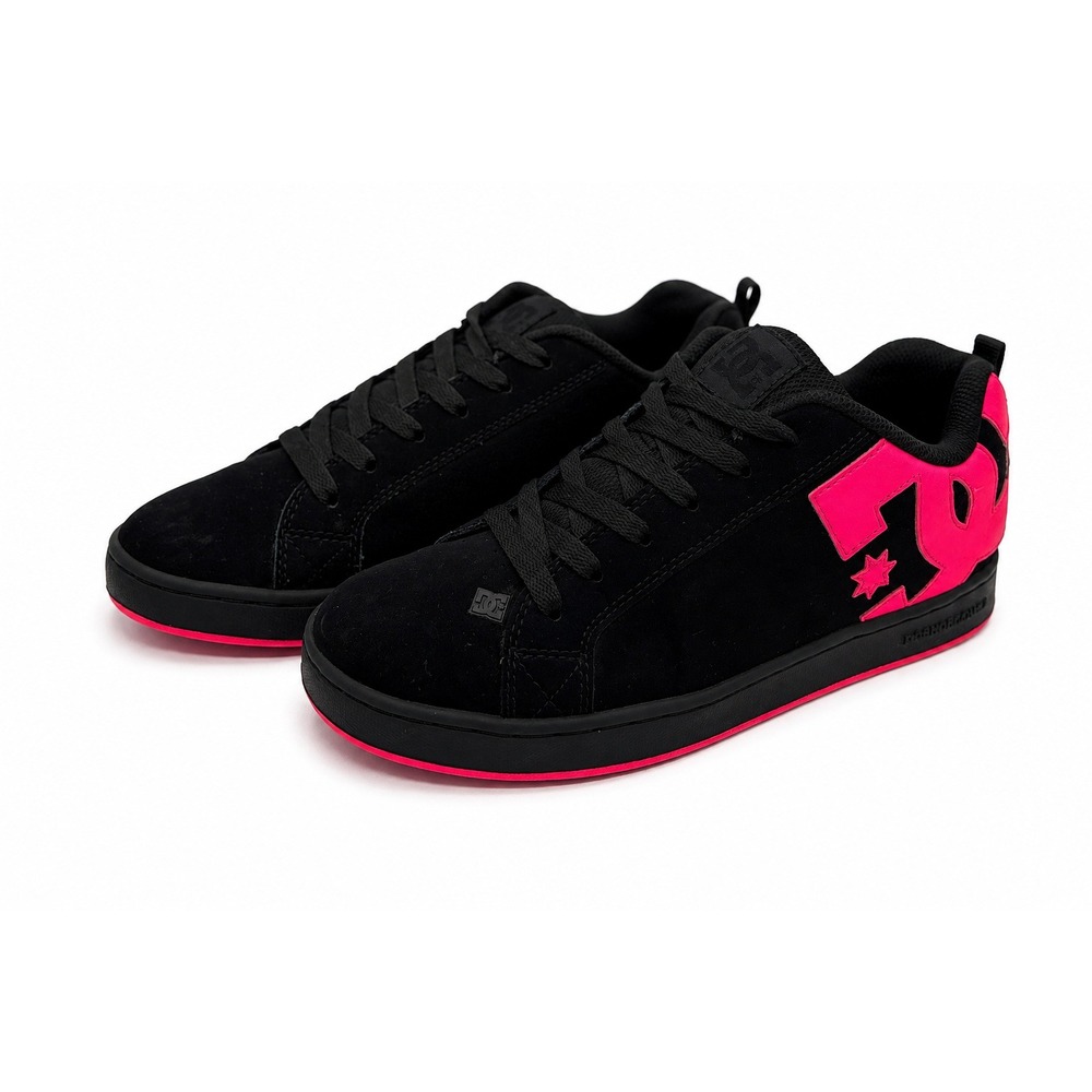 DC Shoes Court Graffik Womens Size 9 Low Top Black Pink Retro Skate Shoes 300678